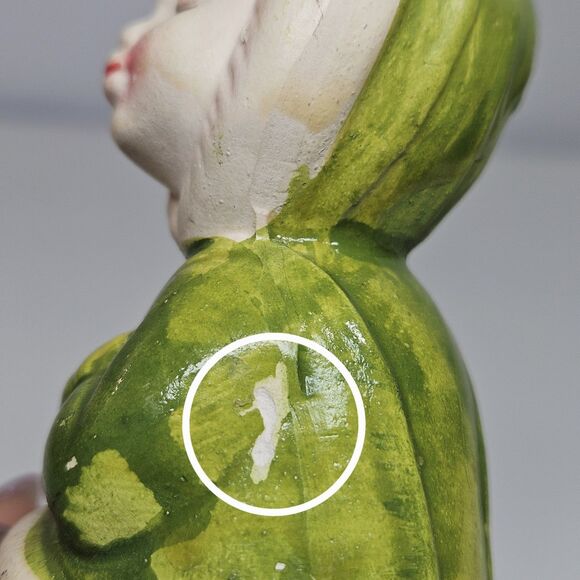 Vtg Salt Pepper Shakers Set Kissing Eskimo Couple Bench Sitters Asian 70s Green - Picture 6 of 11